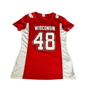 Wisconsin Badgers Women's Jersey Shirt #48 Medium 8/10 Red White NCAA Game Day